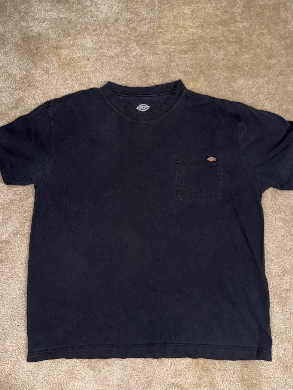 Dickies Heavyweight Faded Black Distressed Pocket Workwear Tee Size XL